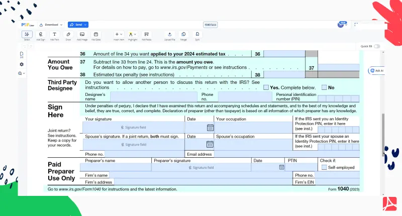 1040 Form (1) screenshot